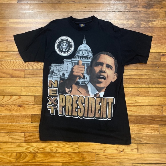 Y2K Vintage Barack Obama Next President Rap Tee Graphic T Shirt Size XL Used - Picture 1 of 3